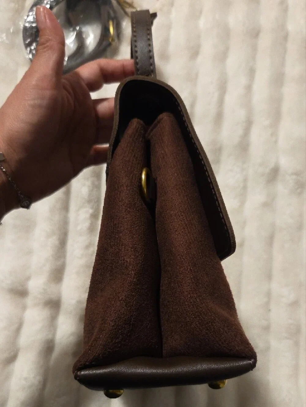 Brown Women's Top-Handle Crossbody Bag with Gold Hardware